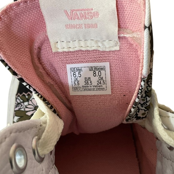 Vans Sk8 Hi Patchwork Floral Black White High Top Sneakers Women US 8 - Picture 6 of 12